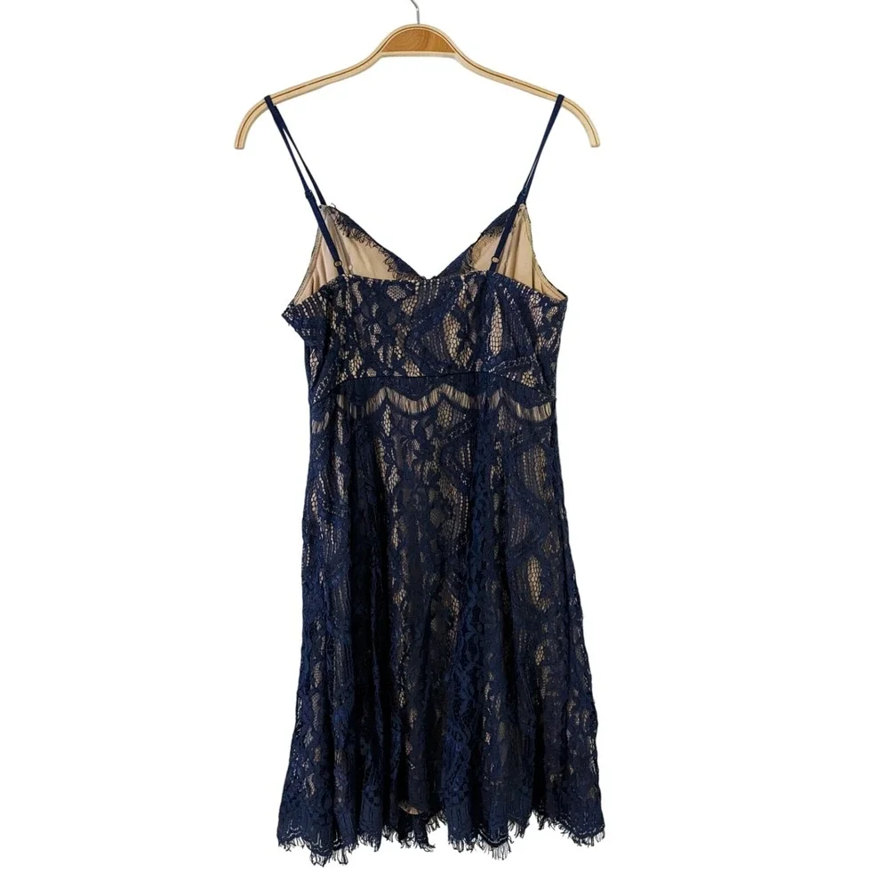 Aqua Bloomingdales Navy Blue Lace Mini Dress Cocktail Party Wedding Guest M‎ NWT